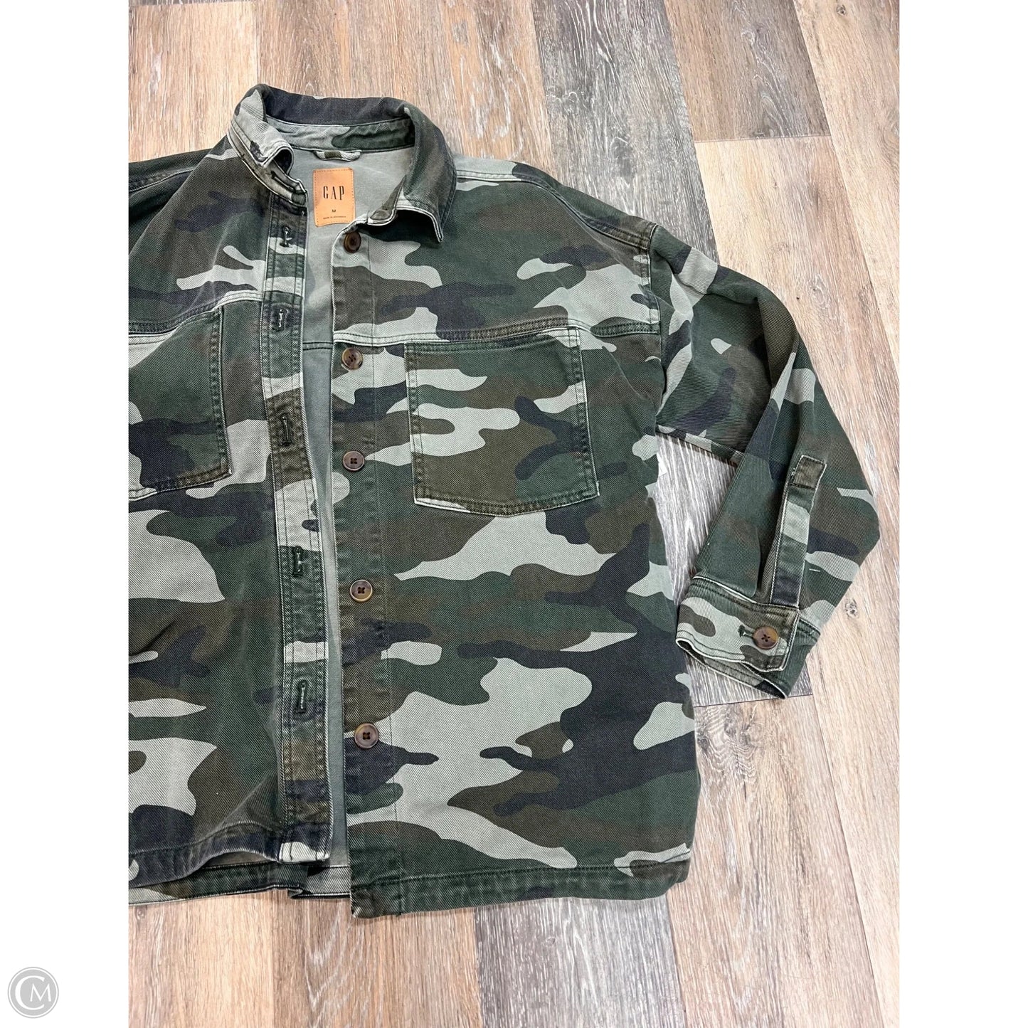 Jacket Shirt By Gap In Camouflage Print, Size: M