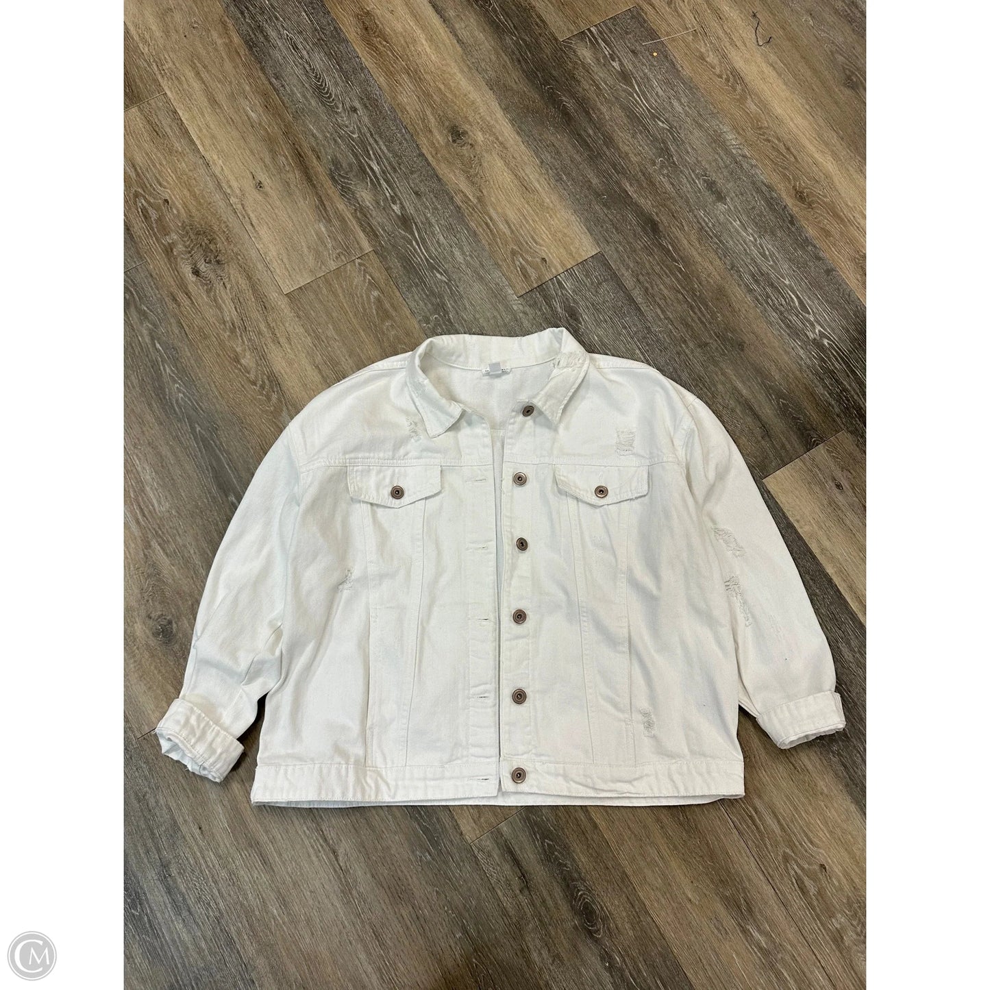 Jacket Denim By Tribal In White Denim, Size: Xl