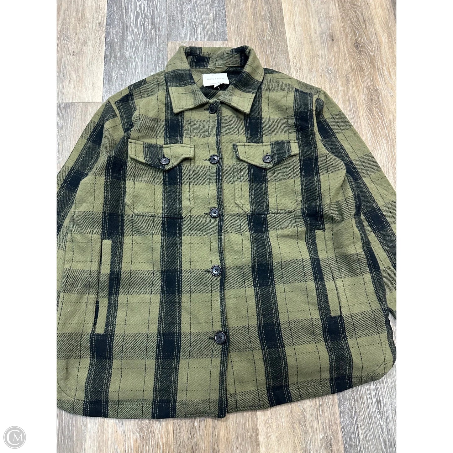 Jacket Shirt By Lucky Brand In Plaid Pattern, Size: L