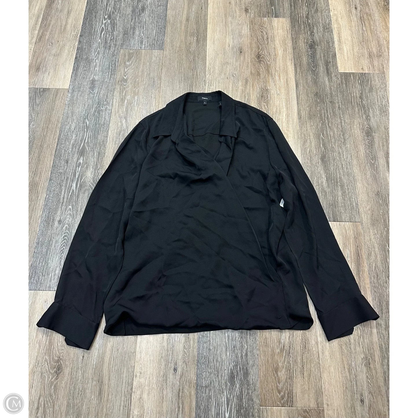 Blouse Long Sleeve By Theory In Black, Size: Xl