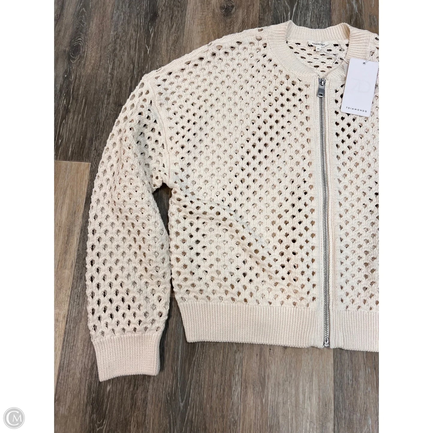 Sweater Cardigan By 7 Diamonds In White, Size: Xl