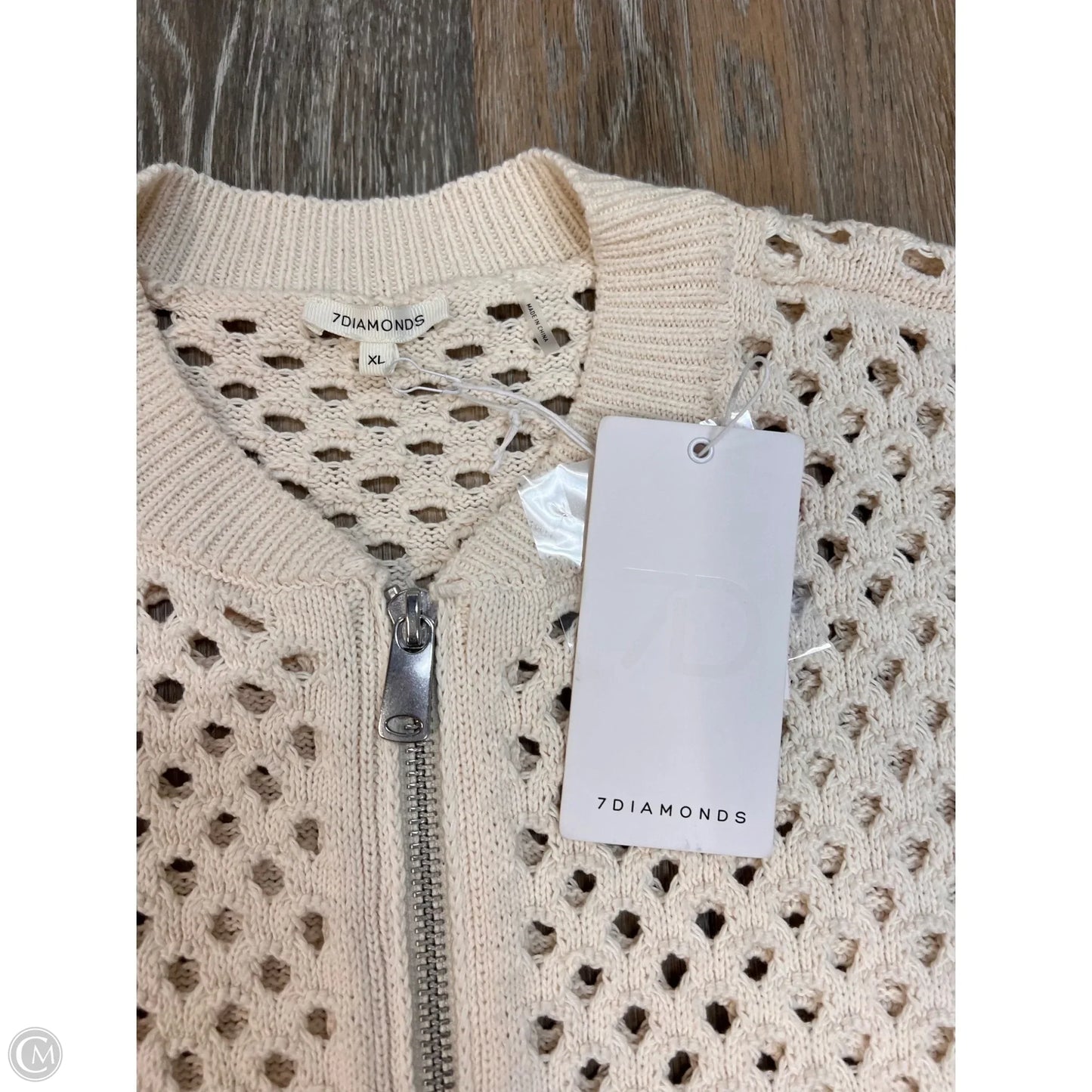 Sweater Cardigan By 7 Diamonds In White, Size: Xl