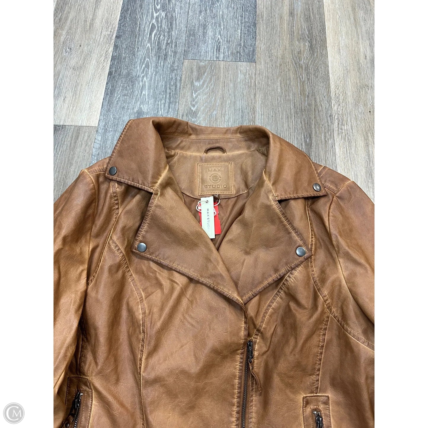Jacket Moto By Max Studio In Tan, Size: 2x