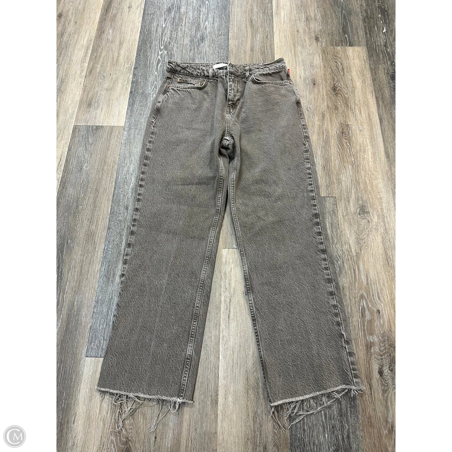 Jeans Straight By Zara In Grey Denim, Size: 6