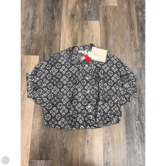 Blouse Short Sleeve By India Colllection In Black & White, Size: Osfm