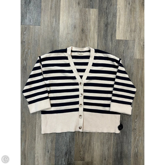 Sweater Cardigan By Entro In Striped Pattern, Size: L
