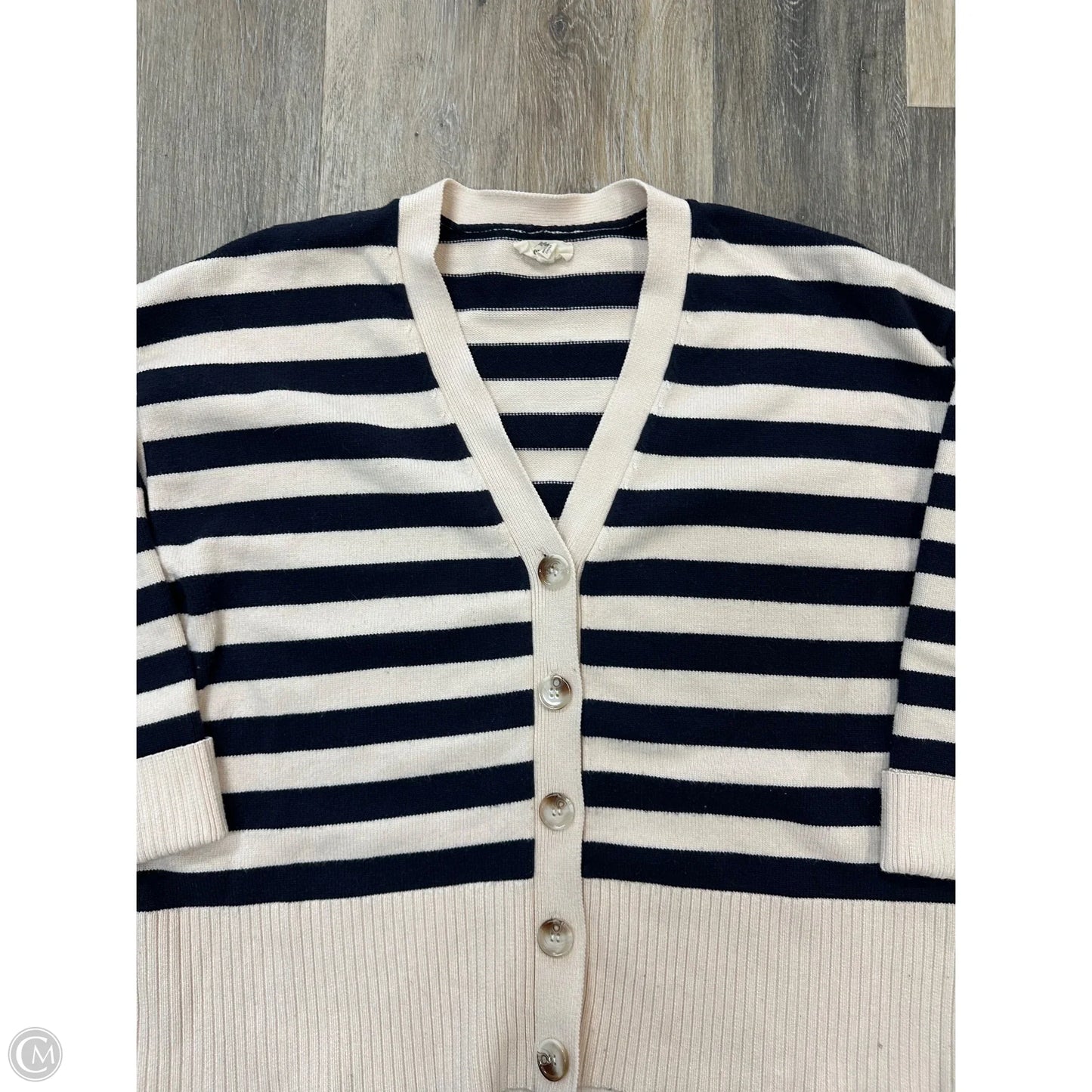 Sweater Cardigan By Entro In Striped Pattern, Size: L