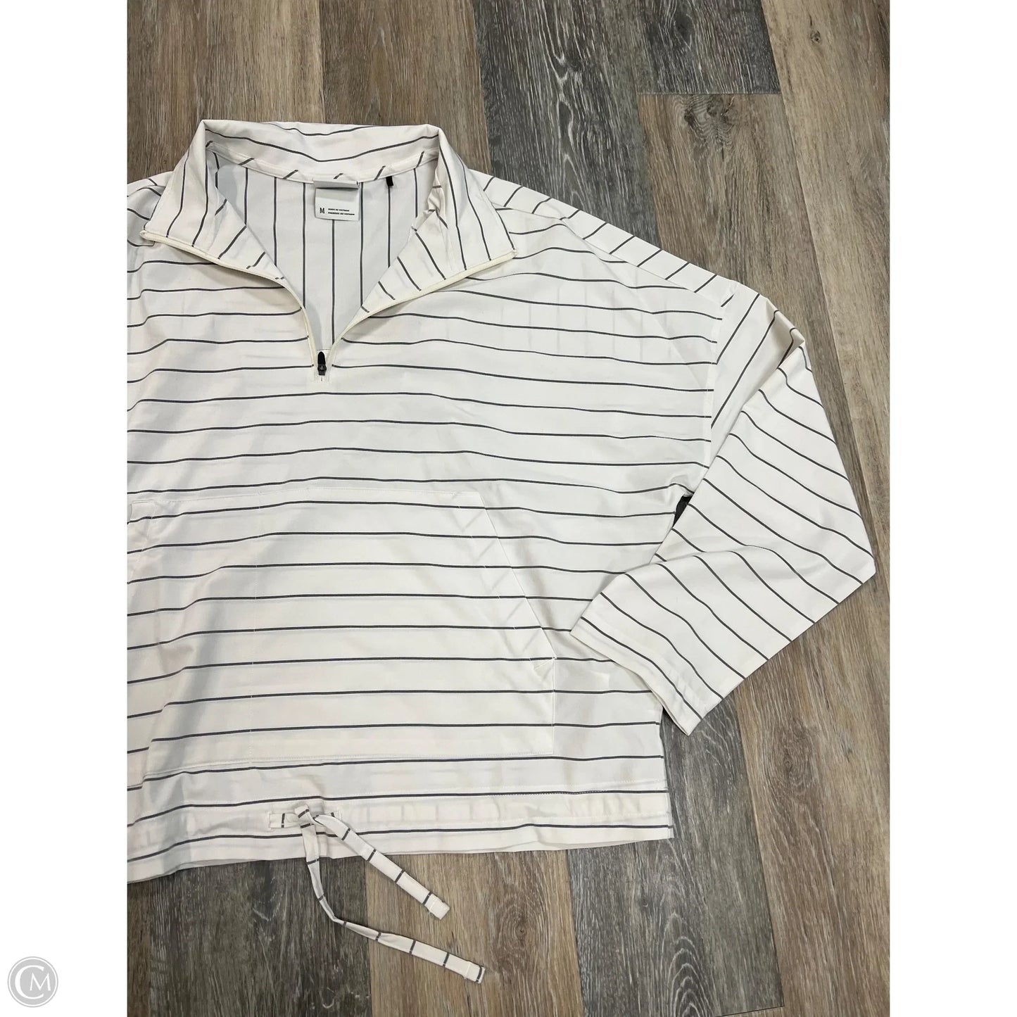 -Athletic Top Long Sleeve Collar By Prana In Striped Pattern, Size: M