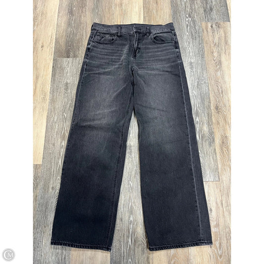 Jeans Wide Leg By American Eagle In Black Denim, Size: 8