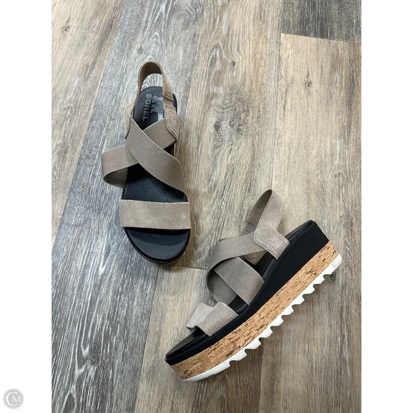 Sandals Heels Wedge By Sorel In Taupe, Size: 8