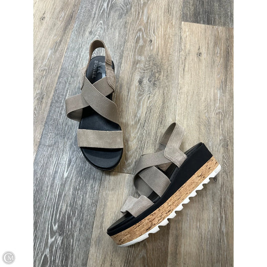 Sandals Heels Wedge By Sorel In Taupe, Size: 8