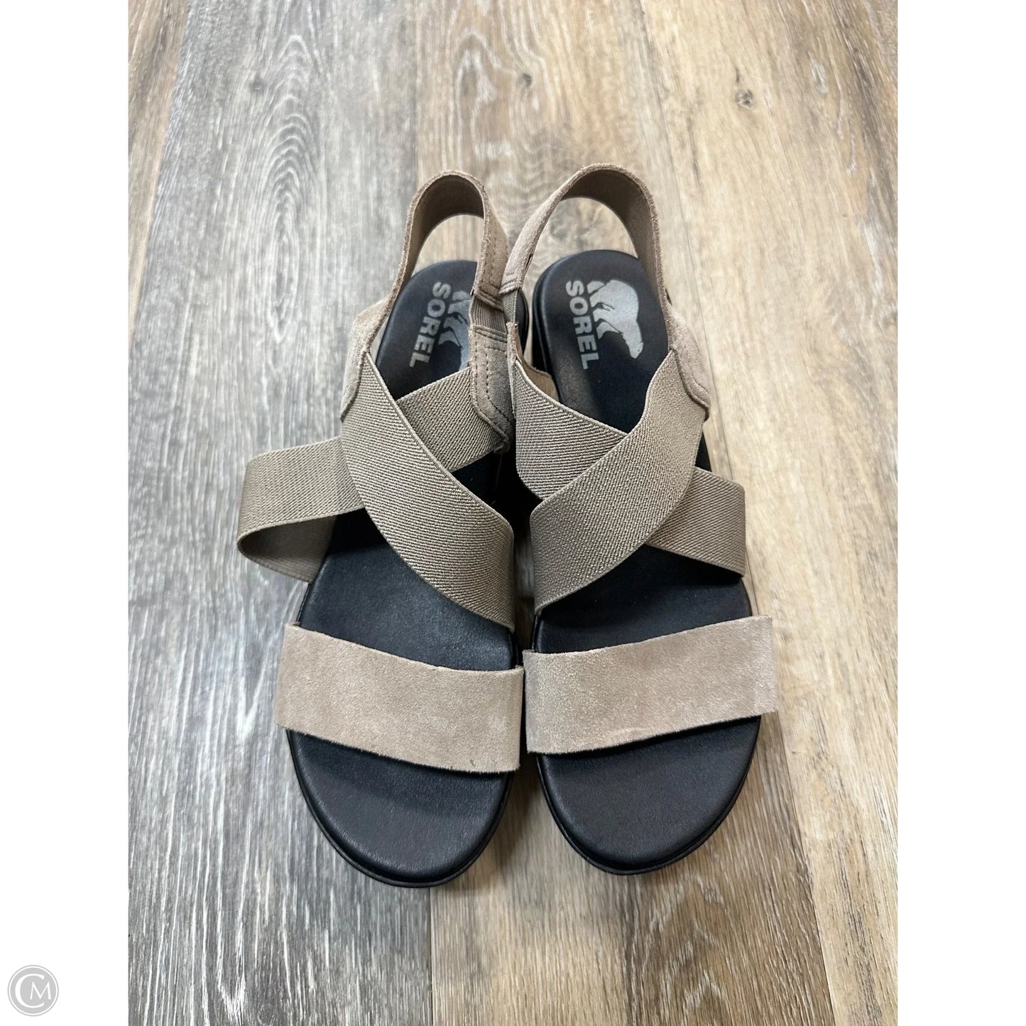 Sandals Heels Wedge By Sorel In Taupe, Size: 8