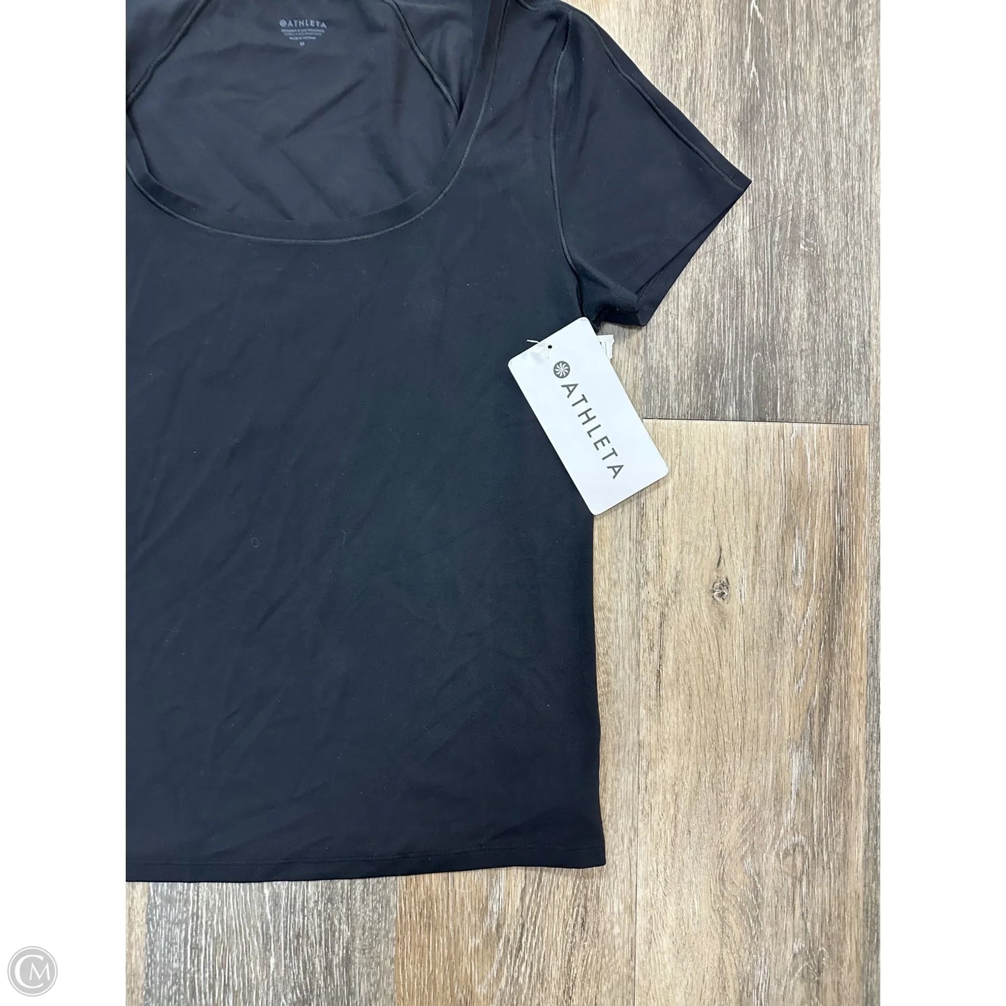 -Athletic Top Short Sleeve By Athleta In Black, Size: M