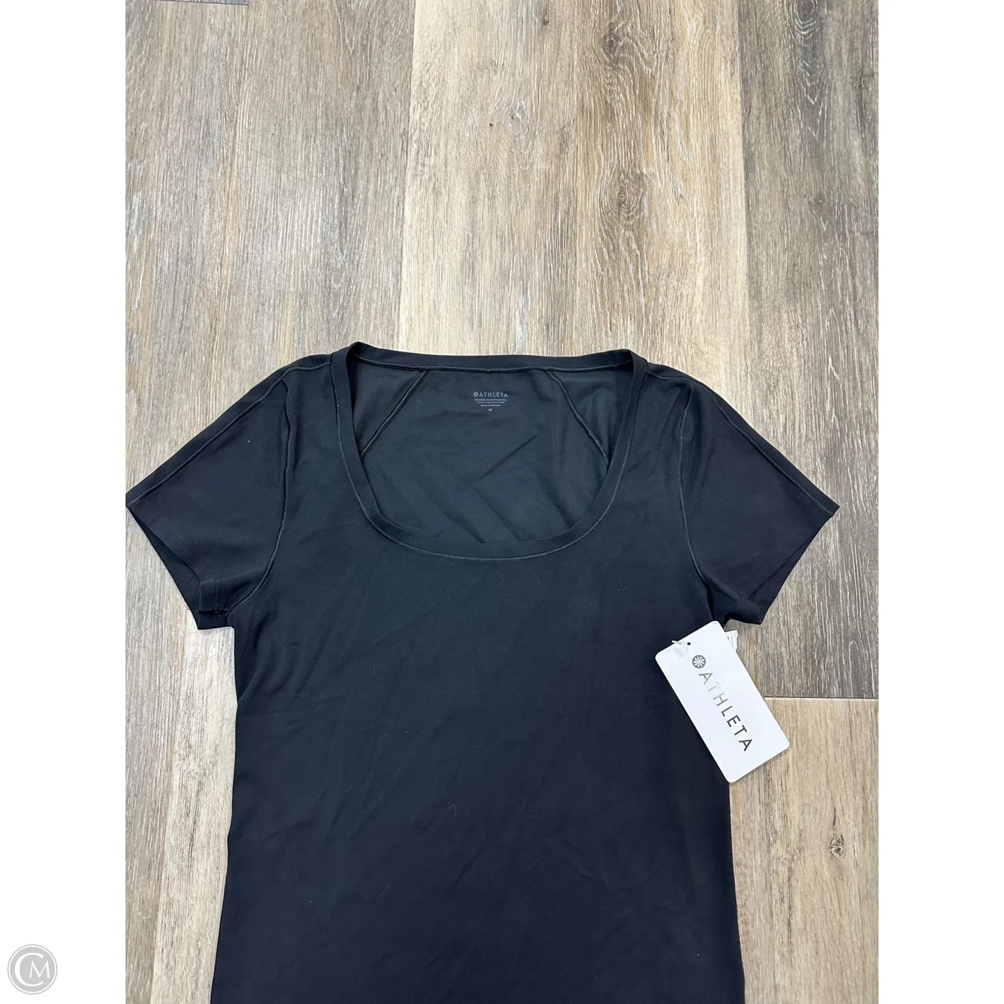 -Athletic Top Short Sleeve By Athleta In Black, Size: M