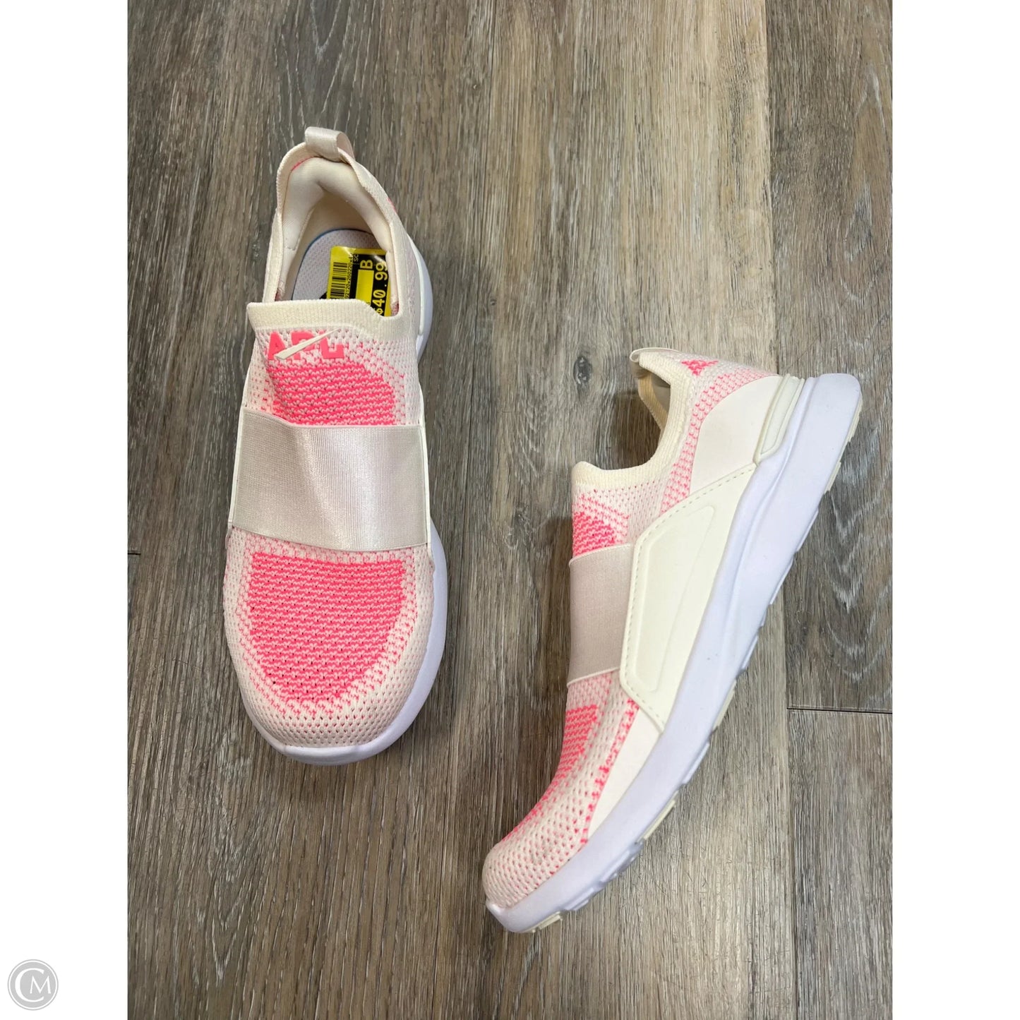 Shoes Designer By Apl In Pink & White, Size: 7