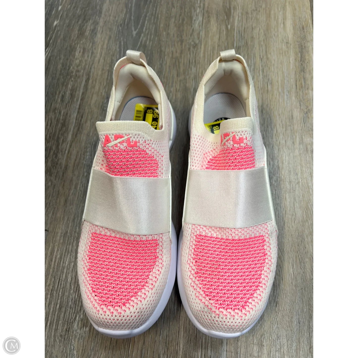 Shoes Designer By Apl In Pink & White, Size: 7
