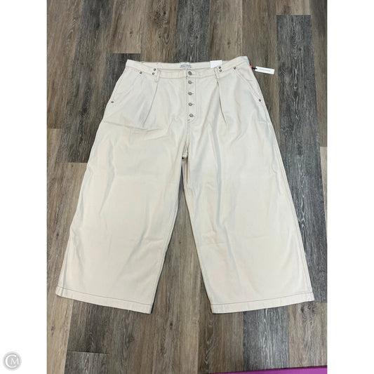 Jeans Crop Wide Leg By Banana Republic In Cream Denim, Size: 17/35