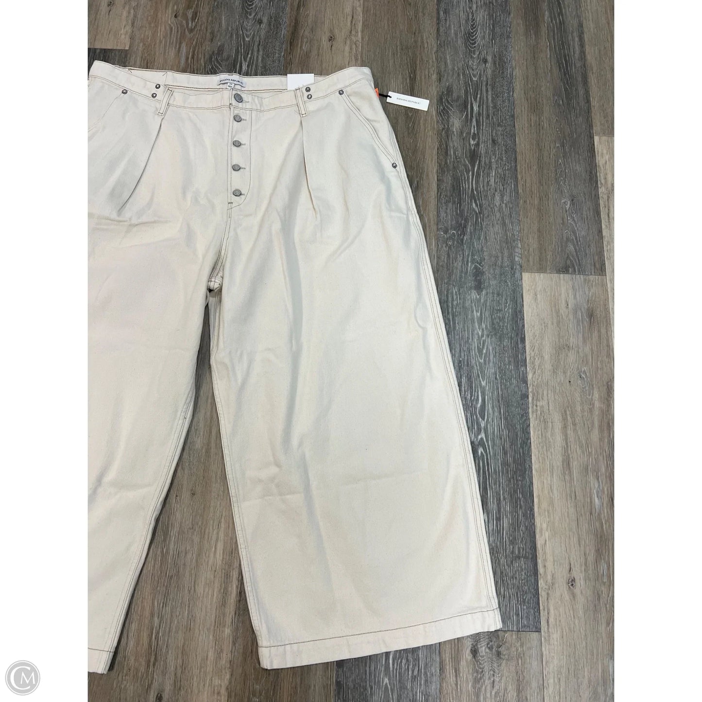 Jeans Crop Wide Leg By Banana Republic In Cream Denim, Size: 17/35