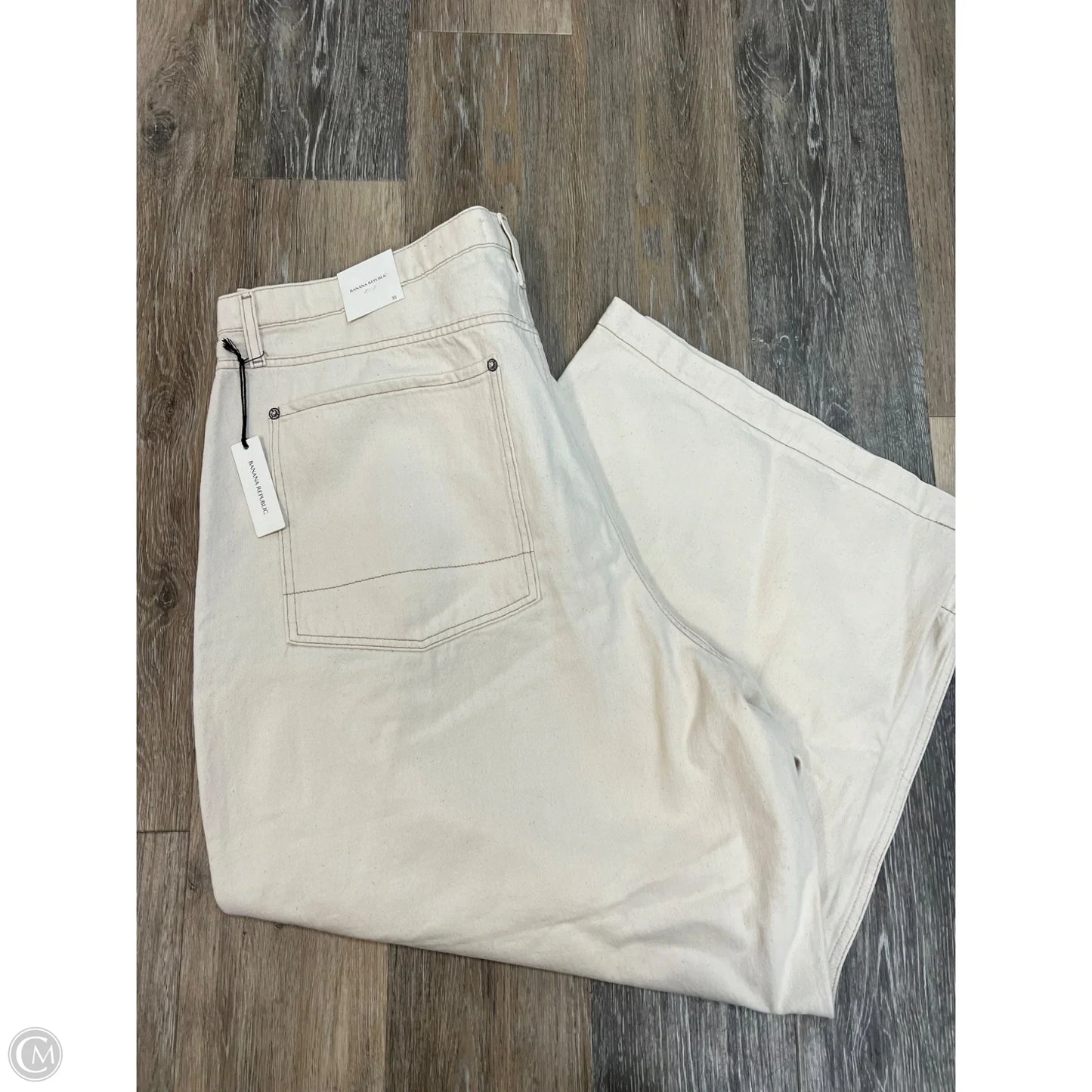 Jeans Crop Wide Leg By Banana Republic In Cream Denim, Size: 17/35