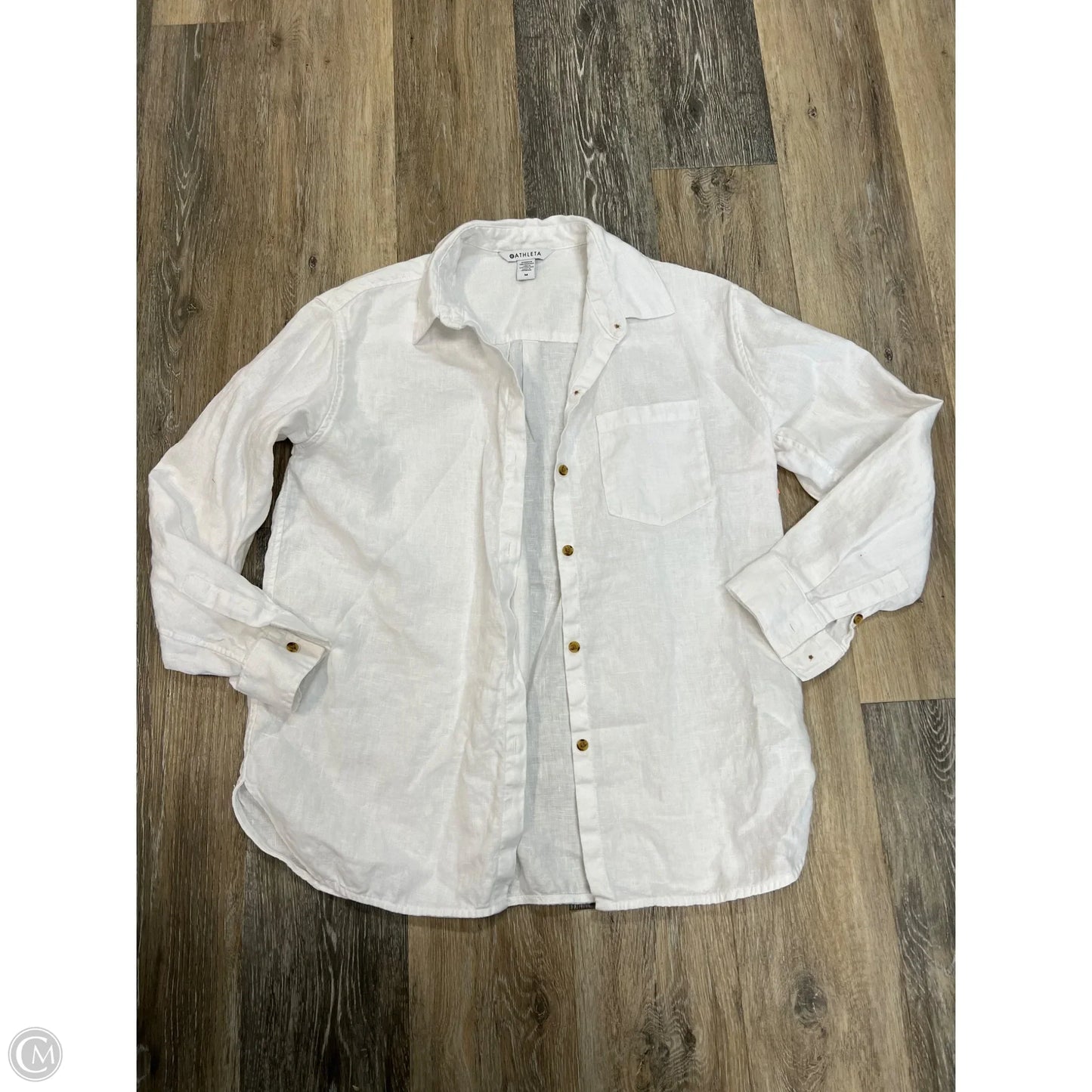 Blouse Long Sleeve By Athleta In White, Size: M