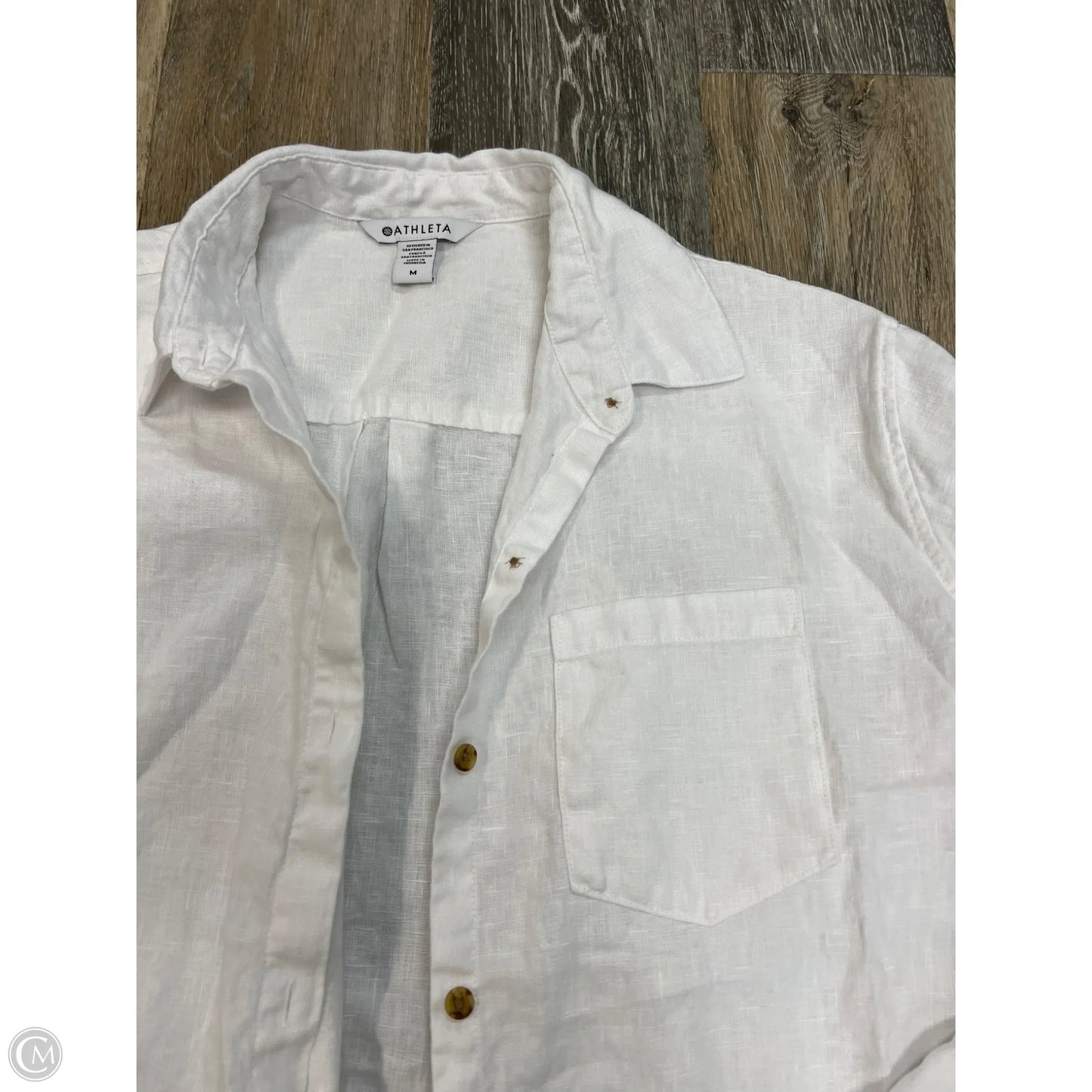 Blouse Long Sleeve By Athleta In White, Size: M