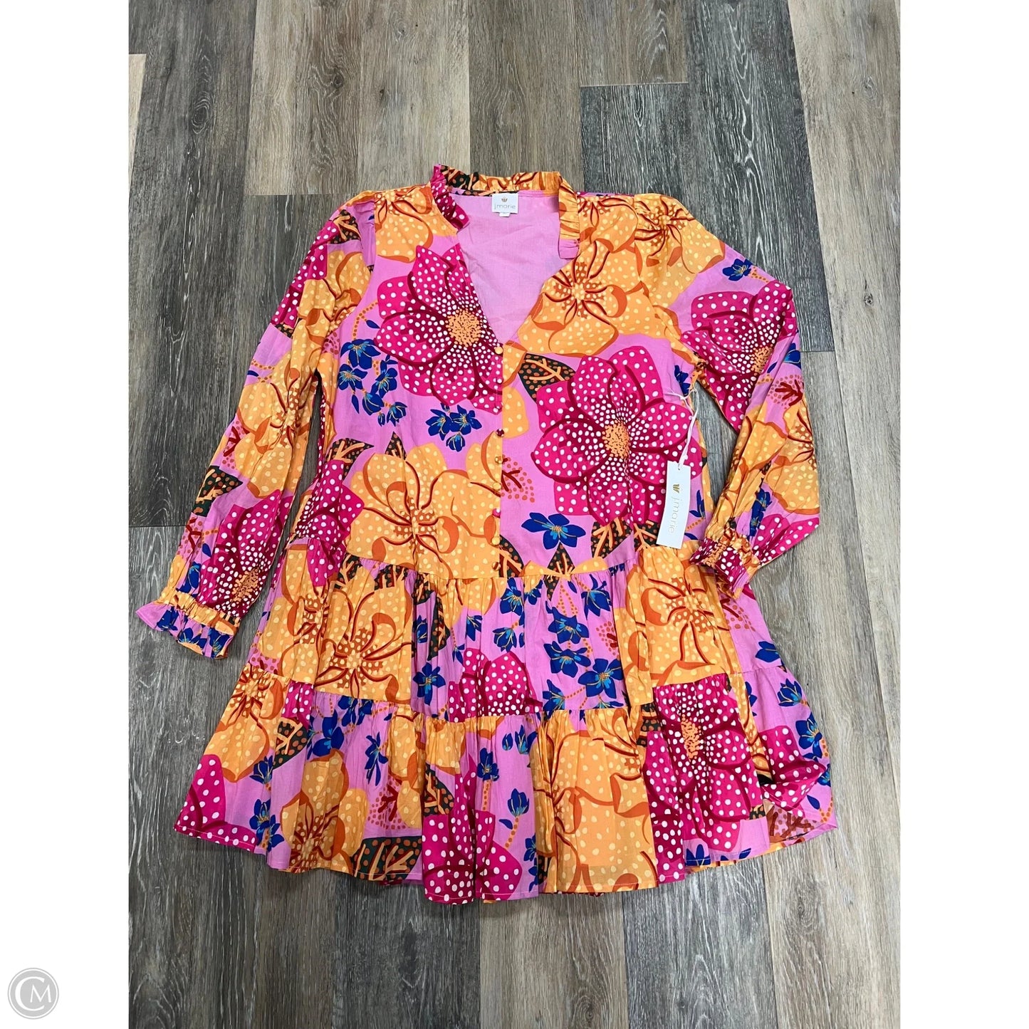 Dress Casual Short By J. Marie In Orange & Pink, Size: M