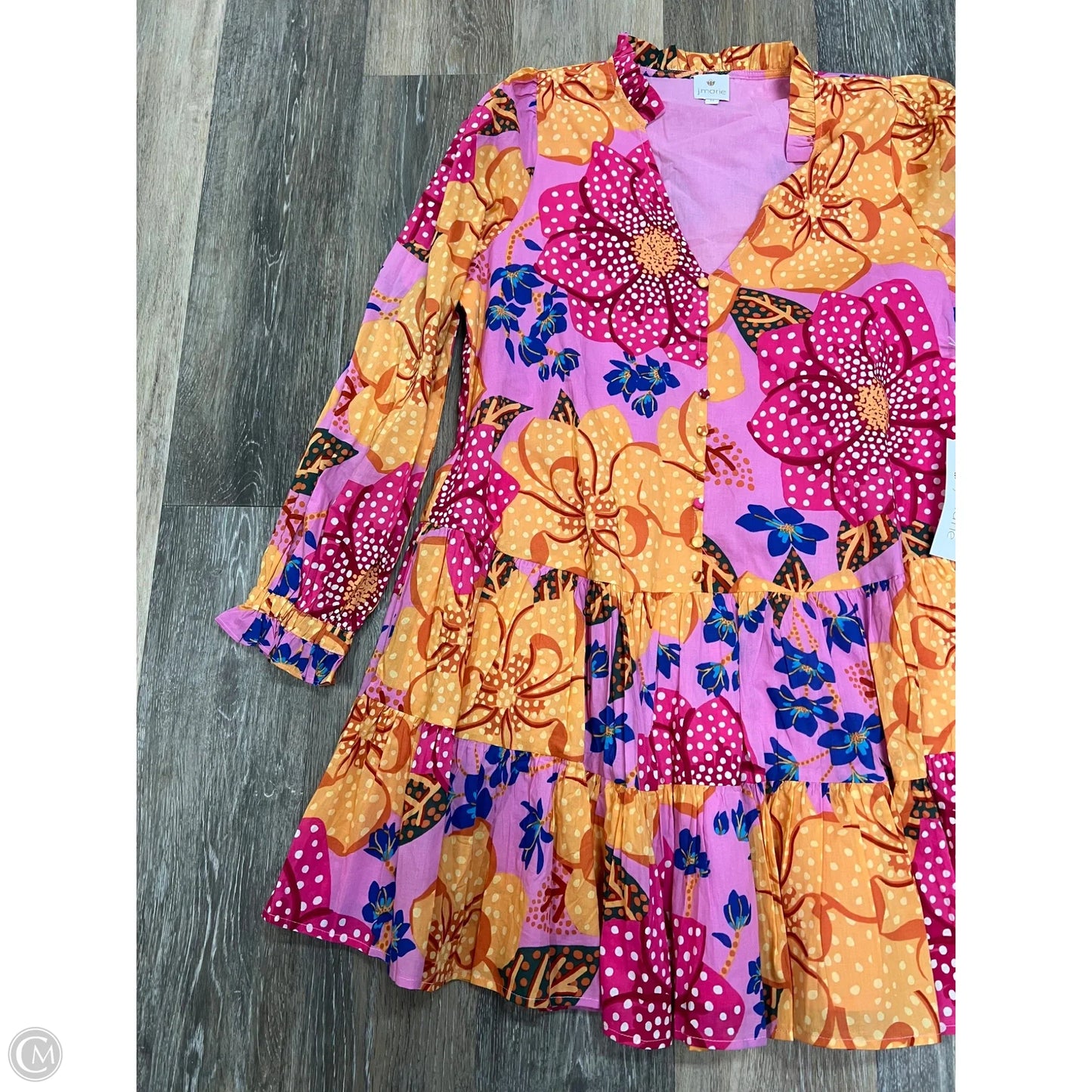 Dress Casual Short By J. Marie In Orange & Pink, Size: M