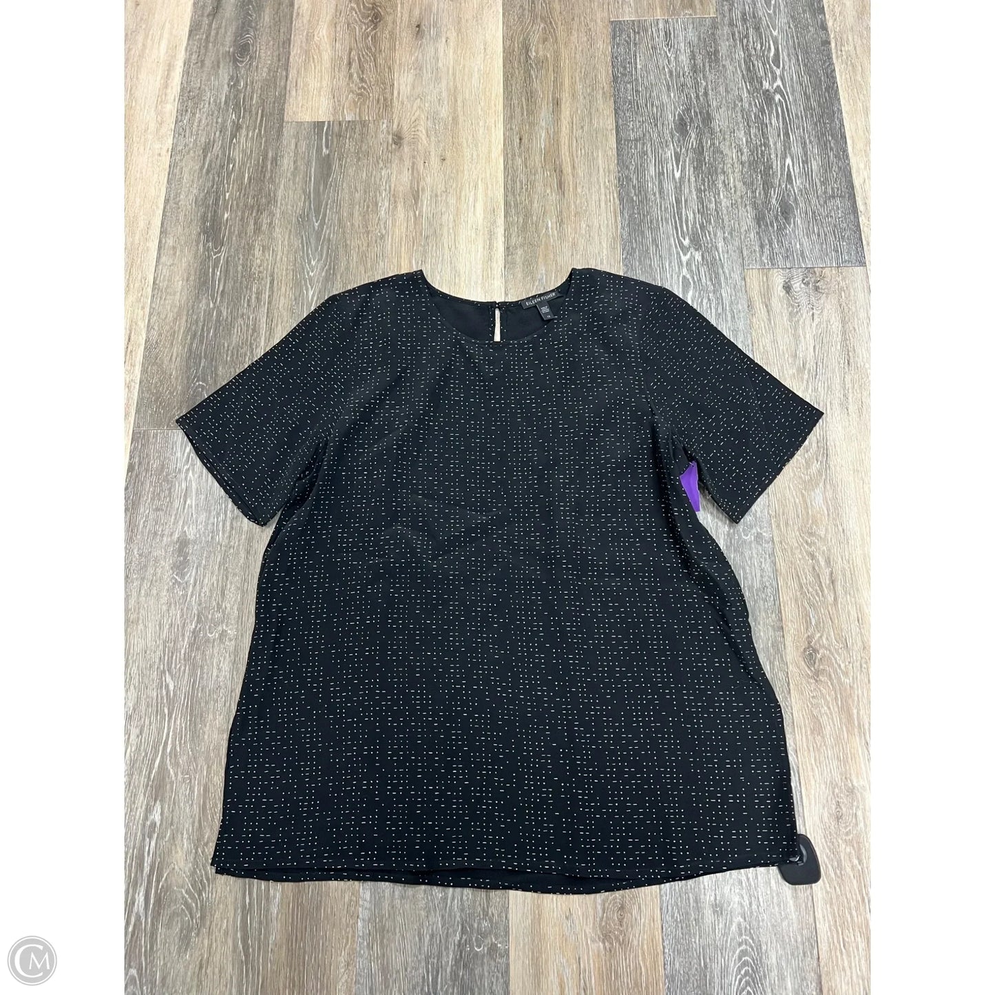 Blouse Short Sleeve By Eileen Fisher In Black, Size: 12