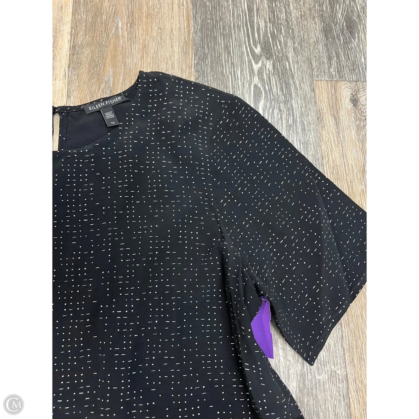 Blouse Short Sleeve By Eileen Fisher In Black, Size: 12