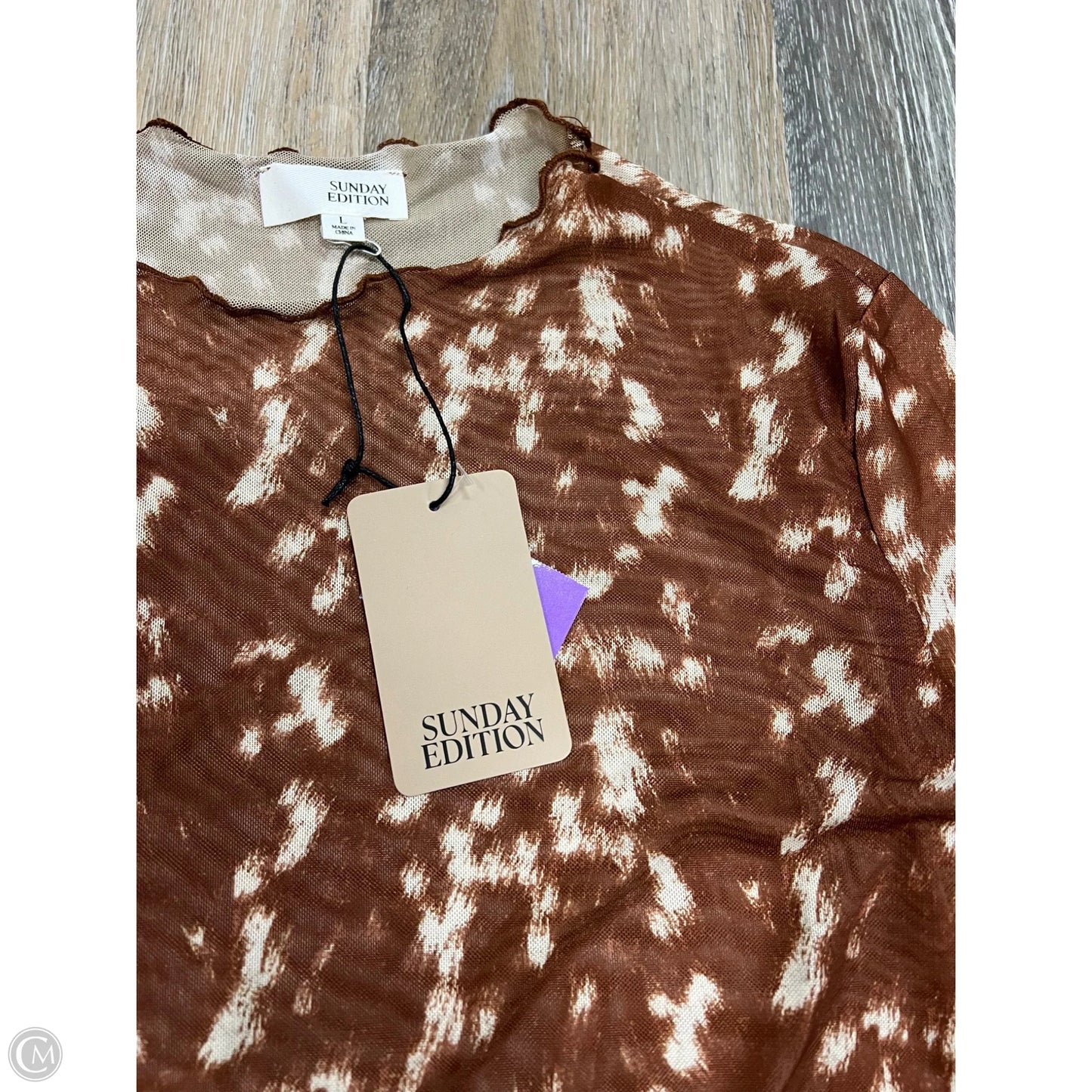 Top Long Sleeve By Clothes Mentor In Brown, Size: L