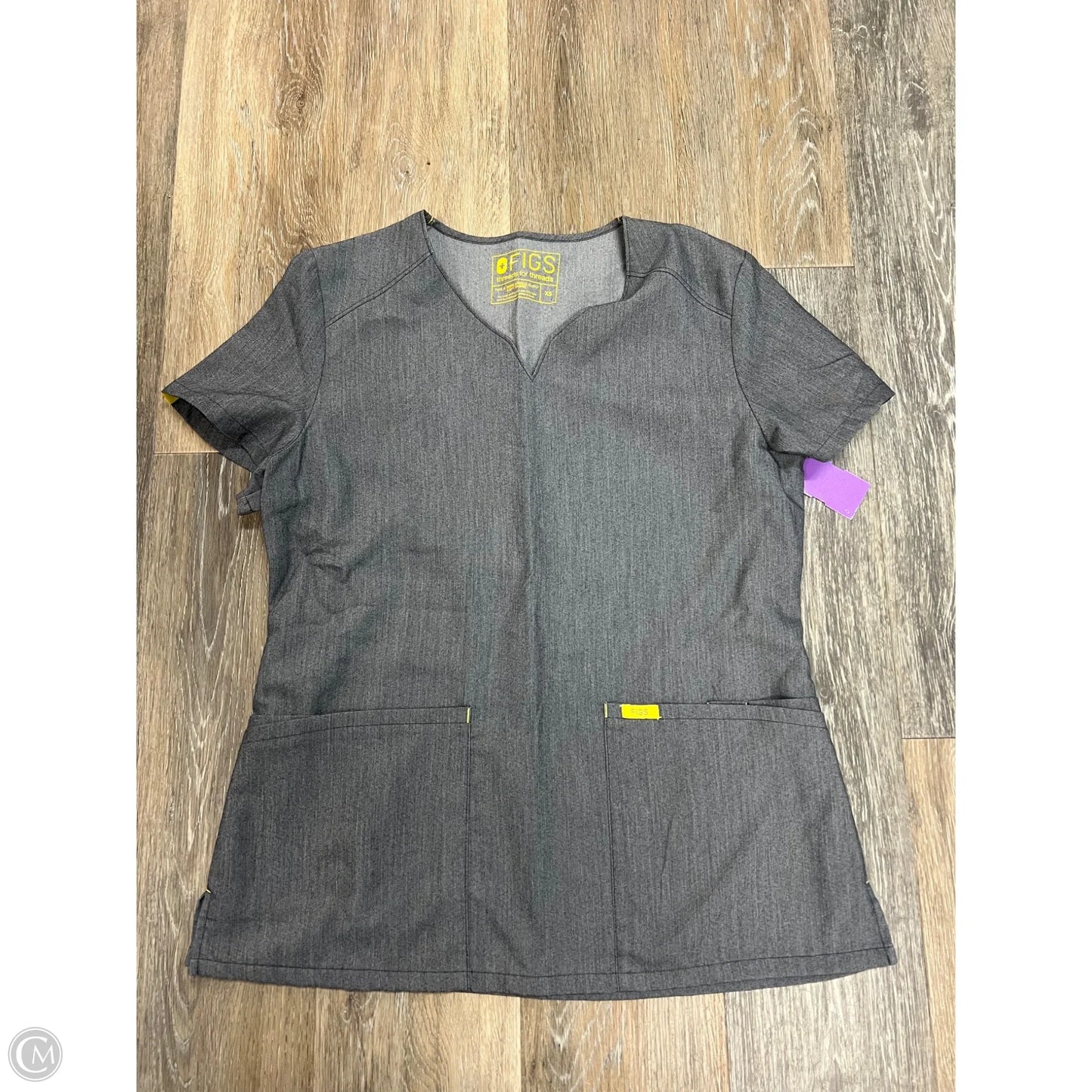 Scrub Top Short Sleeve By Figs In Grey, Size: Xs