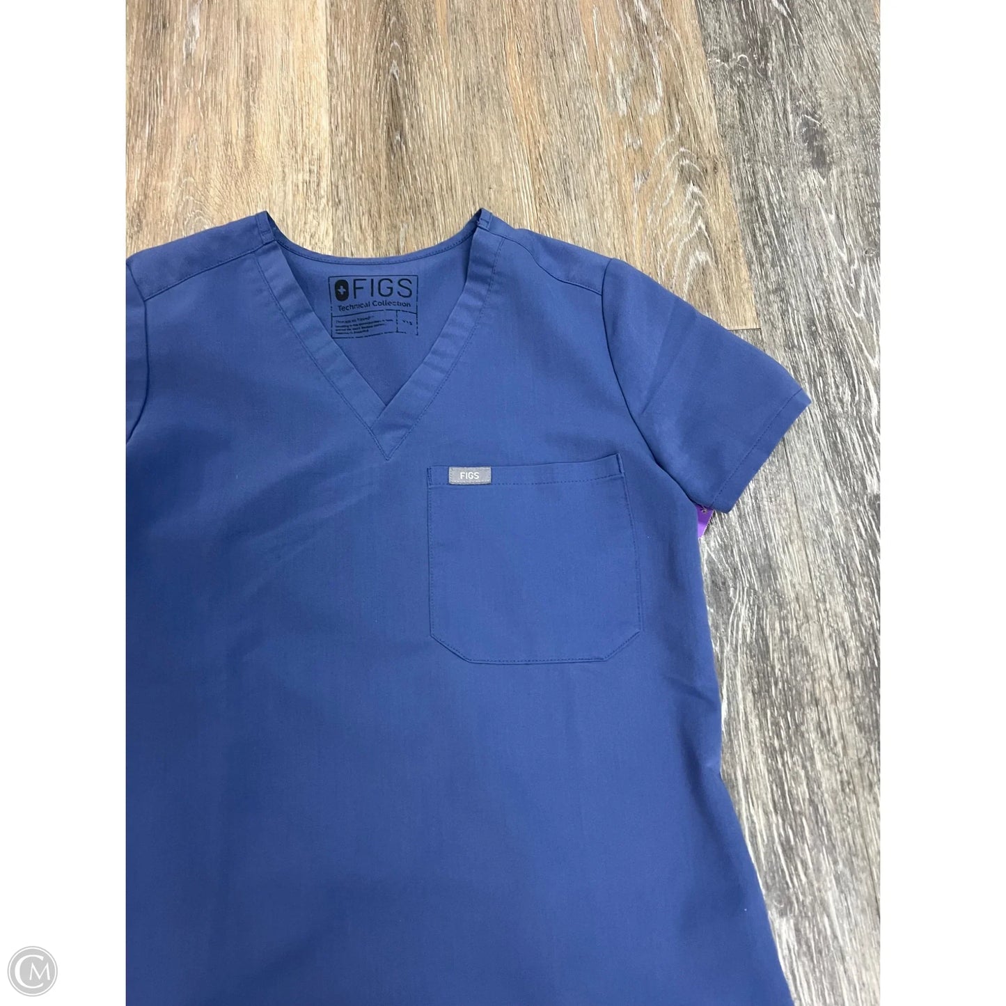 Scrub Top Short Sleeve By Figs In Blue, Size: Xs