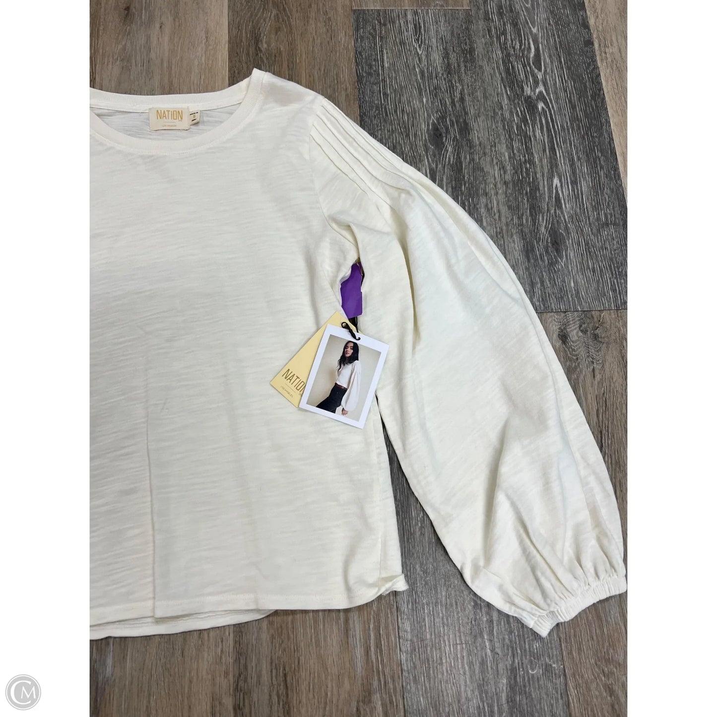 Top Long Sleeve By Nation In Cream, Size: S