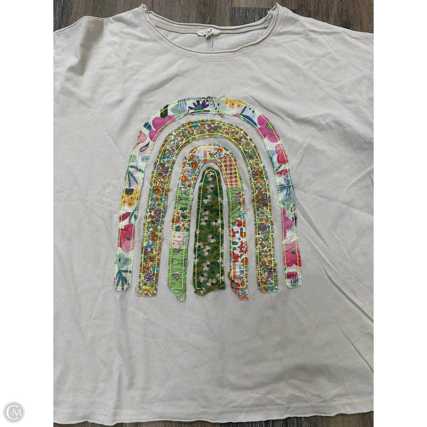 Top Short Sleeve By Easel In Cream, Size: L