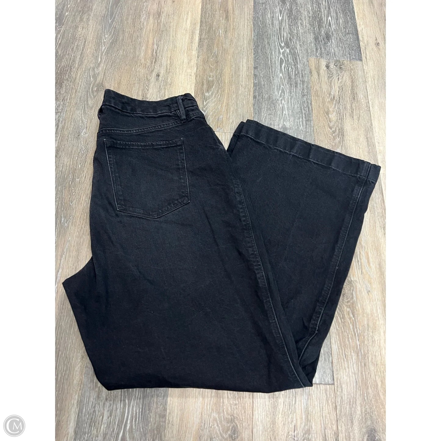 Jeans Wide Leg By Good American In Black Denim, Size: 16