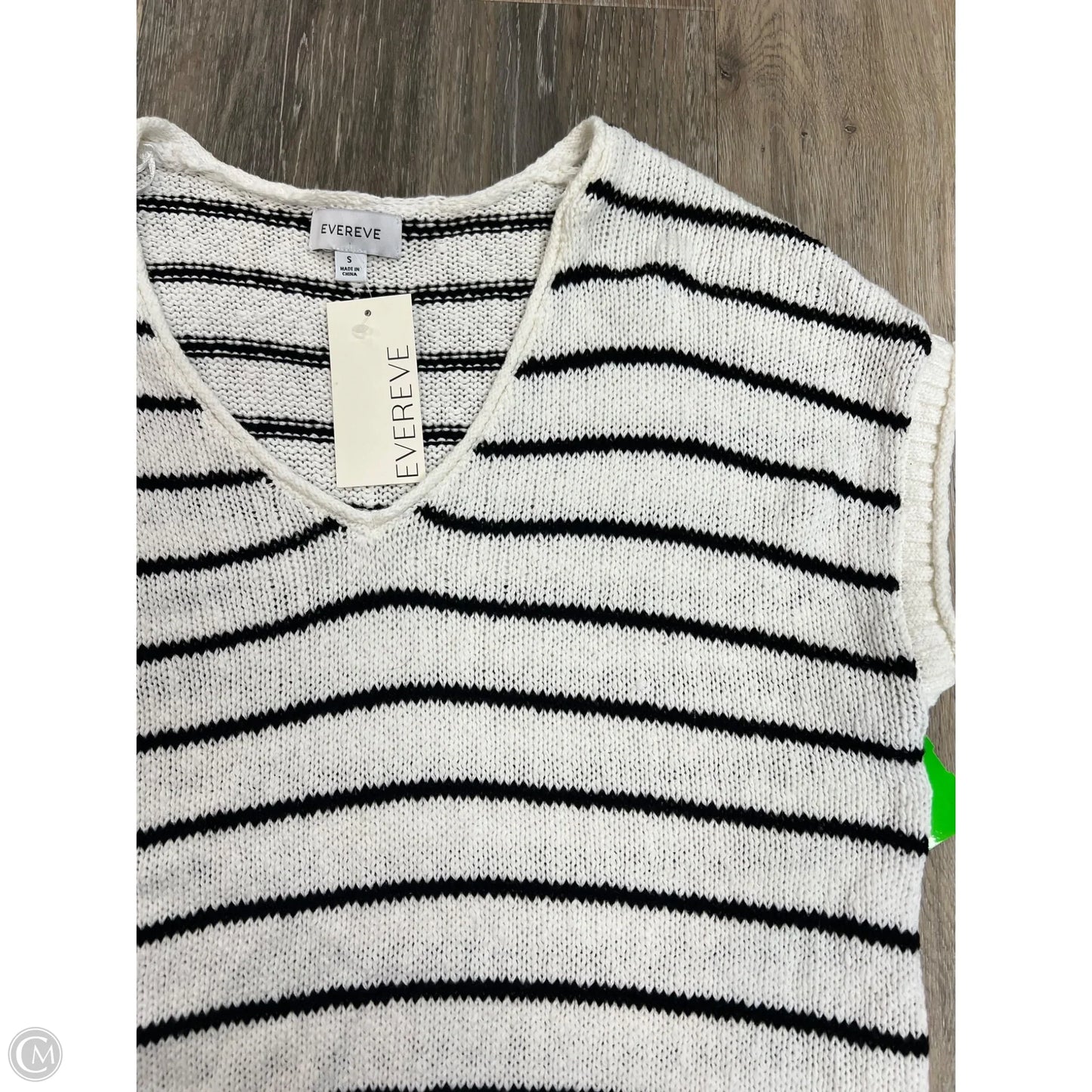 Sweater Short Sleeve By Evereve In Striped Pattern, Size: S