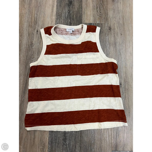 Top Sleeveless By Evereve In Orange & White, Size: M