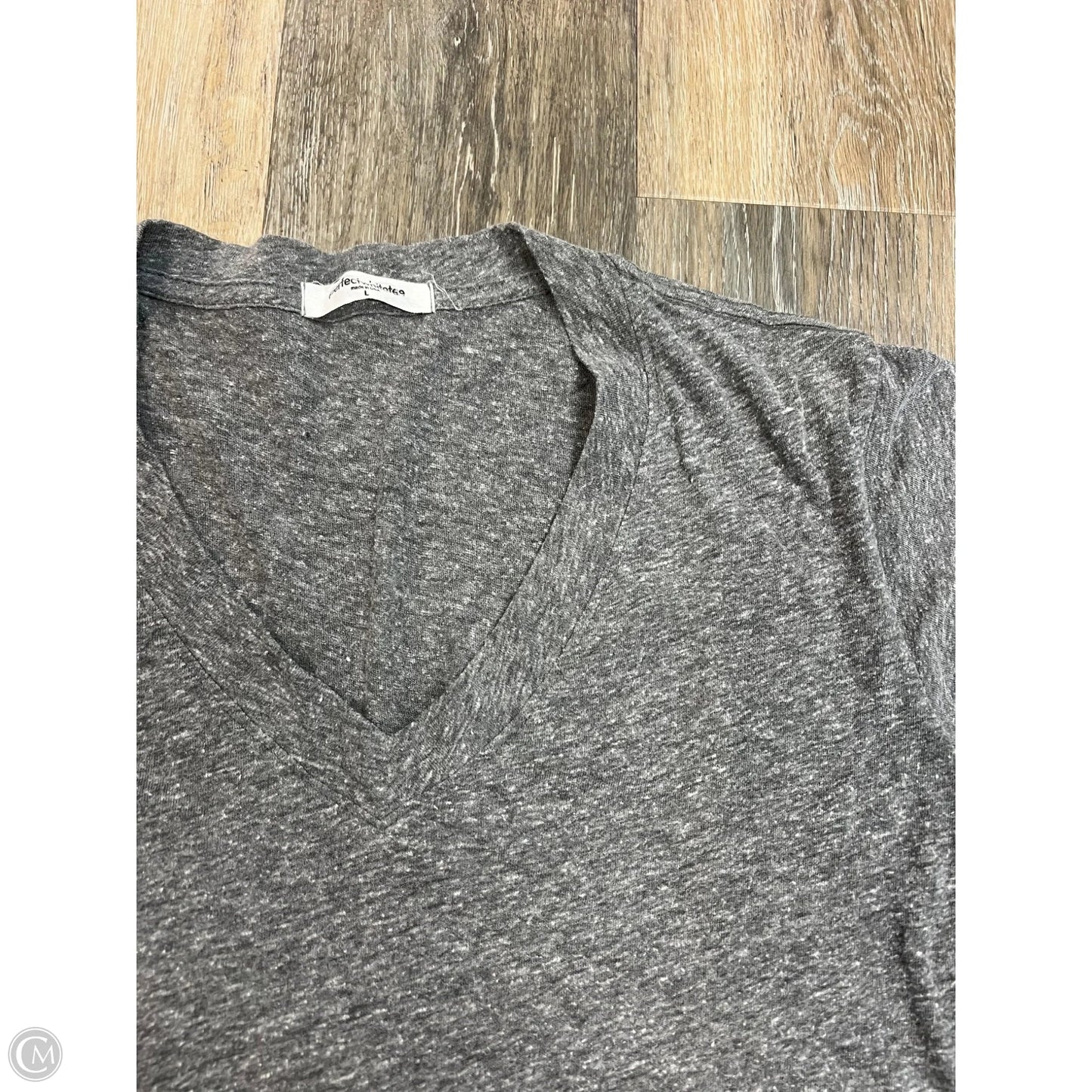 Top Short Sleeve By Perfect White Tee In Grey, Size: L