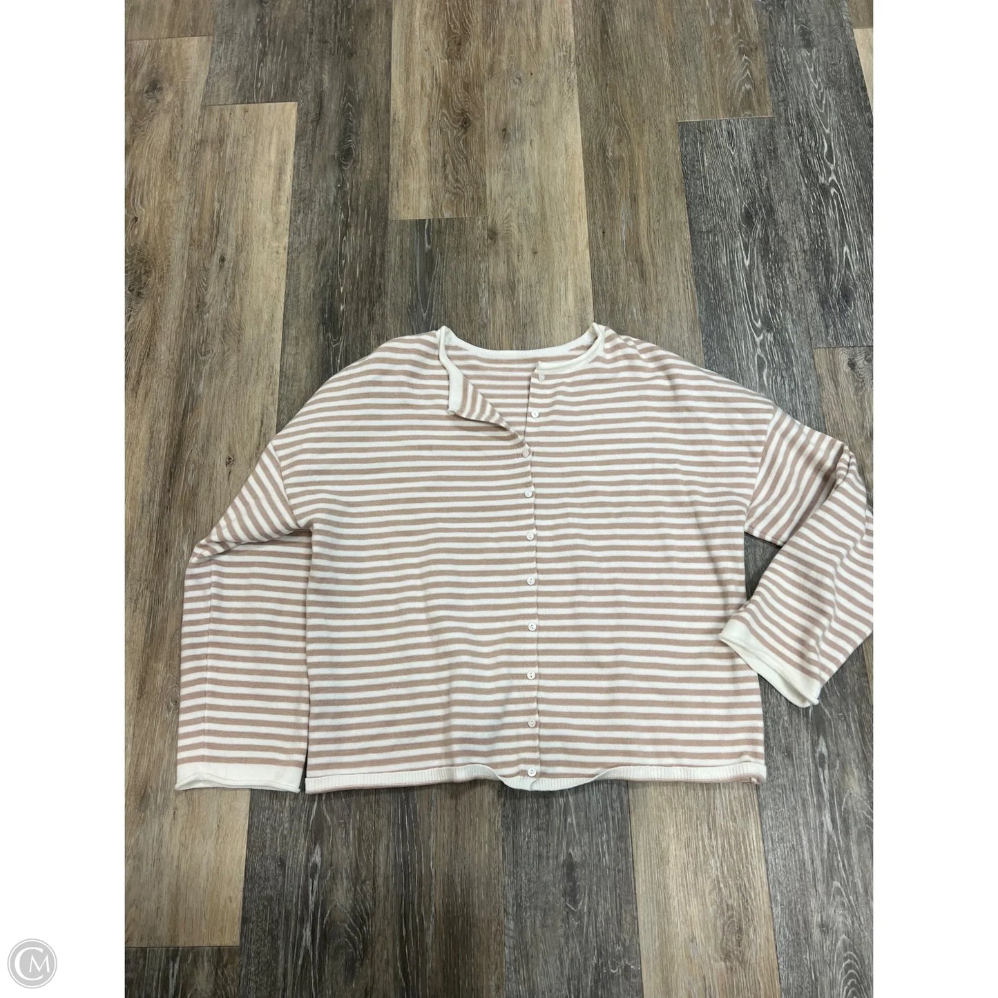 Sweater Cardigan By Clothes Mentor In Striped Pattern, Size: L