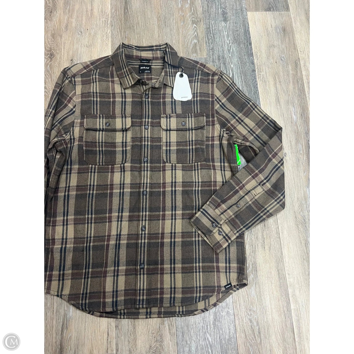 Blouse Long Sleeve By Prana In Plaid Pattern, Size: M (men’s)