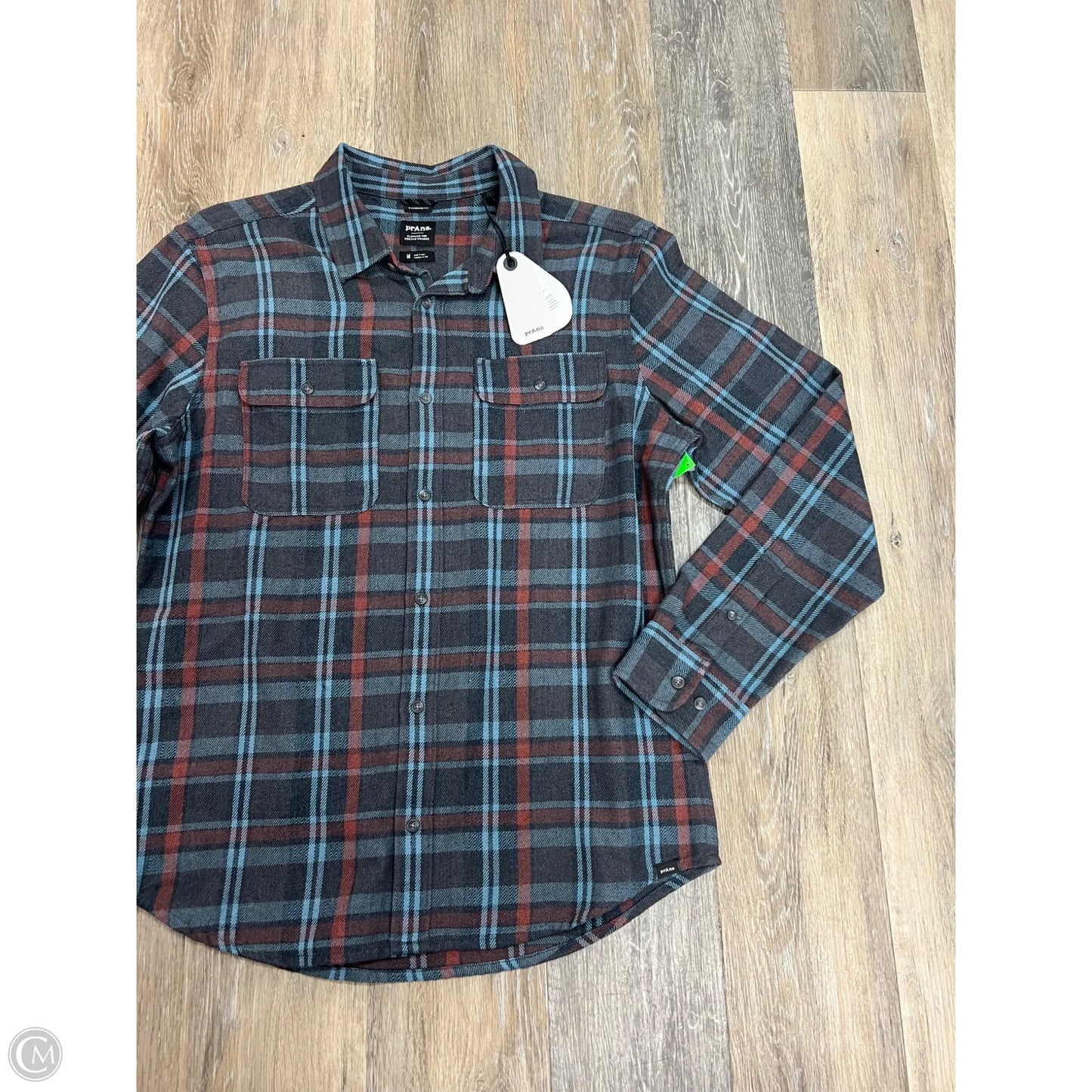 Blouse Long Sleeve By Prana In Plaid Pattern, Size: M (men’s)