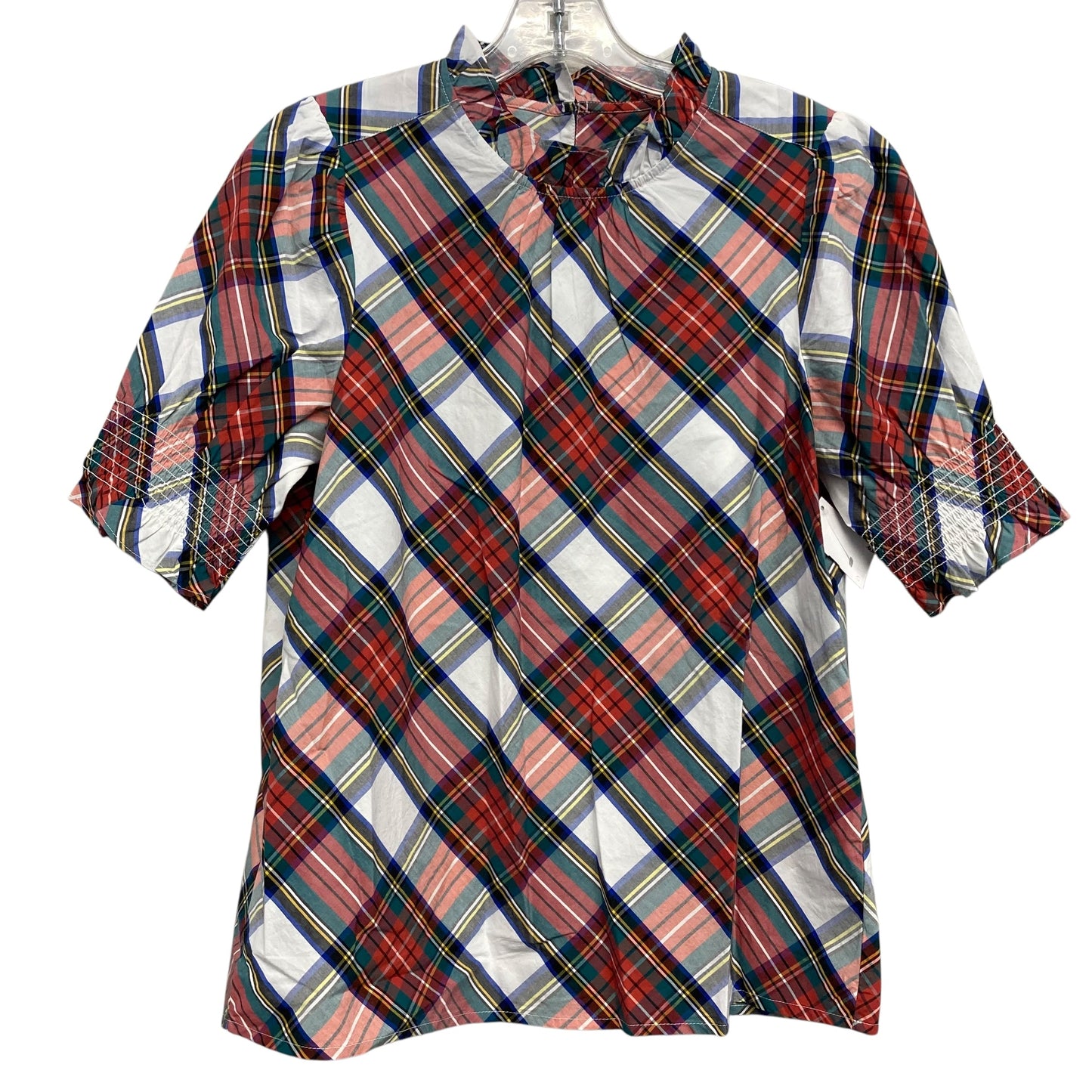 Top 3/4 Sleeve By J. Crew In Plaid Pattern, Size:S