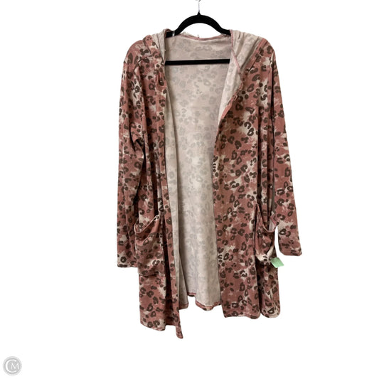 Sweater Cardigan By Clothes Mentor In Animal Print, Size: 1x