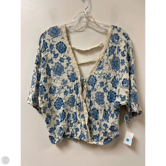 Top Long Sleeve By Love Stitch In Blue & Cream, Size: L
