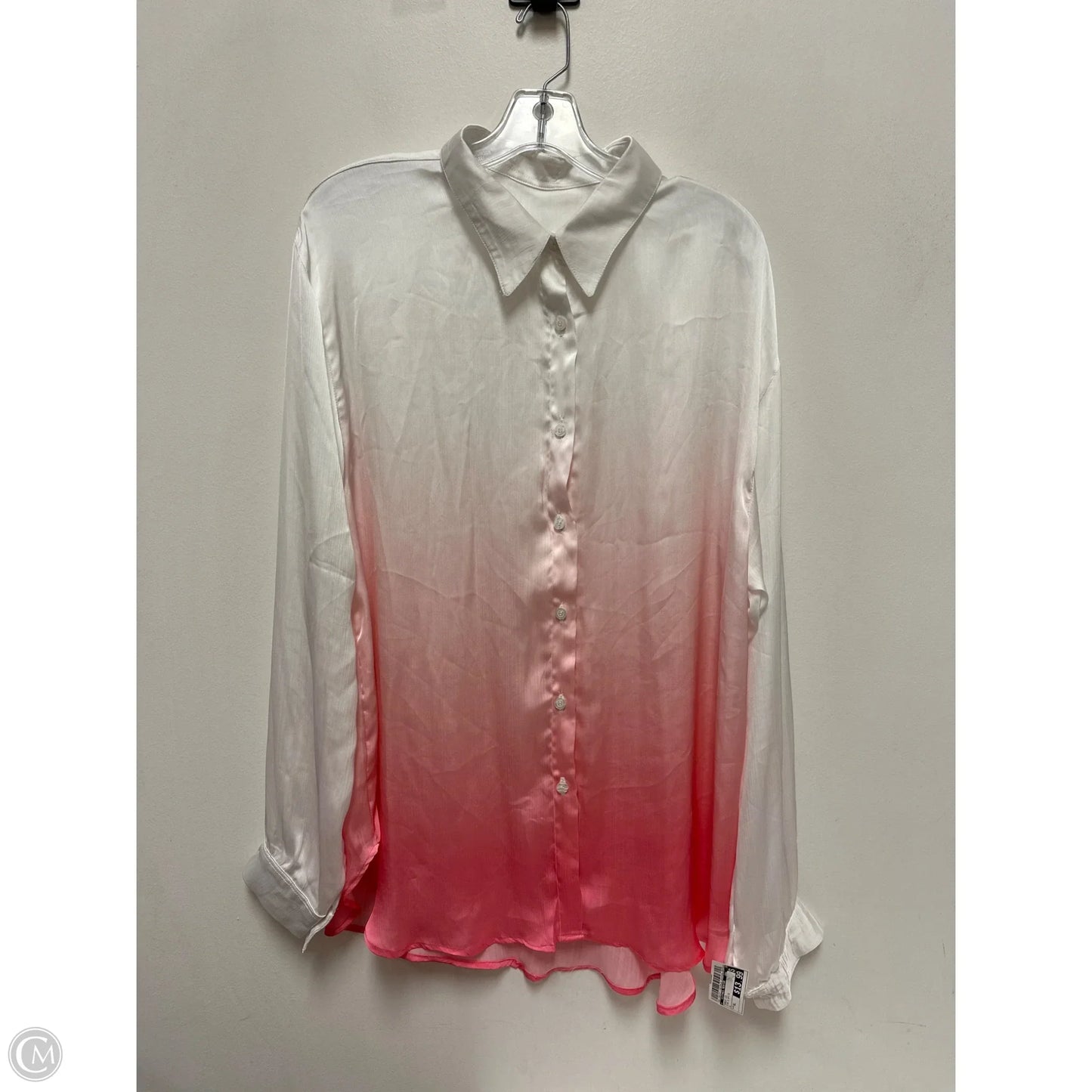 Tunic Long Sleeve By Clothes Mentor In Pink & White, Size: Xl