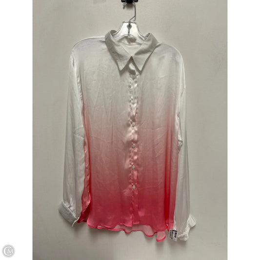 Tunic Long Sleeve By Clothes Mentor In Pink & White, Size: Xl