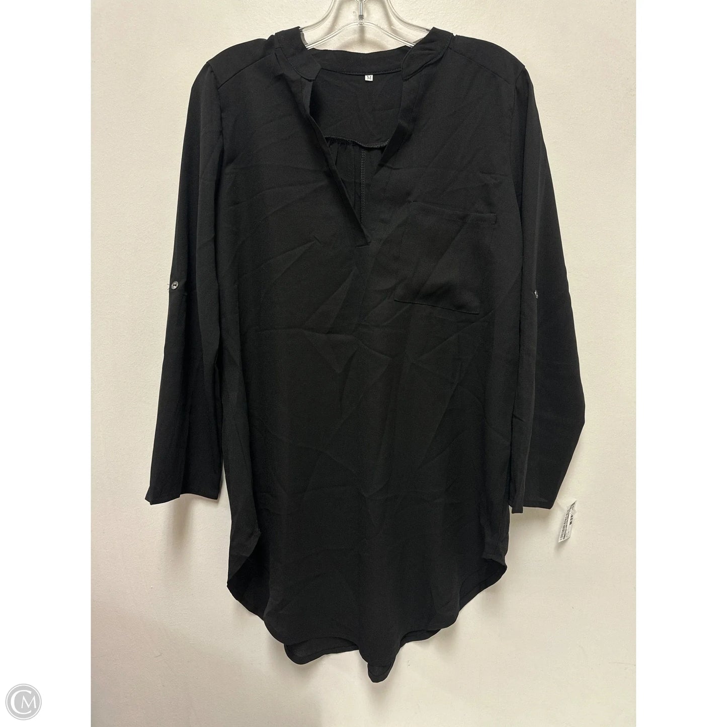 Tunic Long Sleeve By Clothes Mentor In Black, Size: M