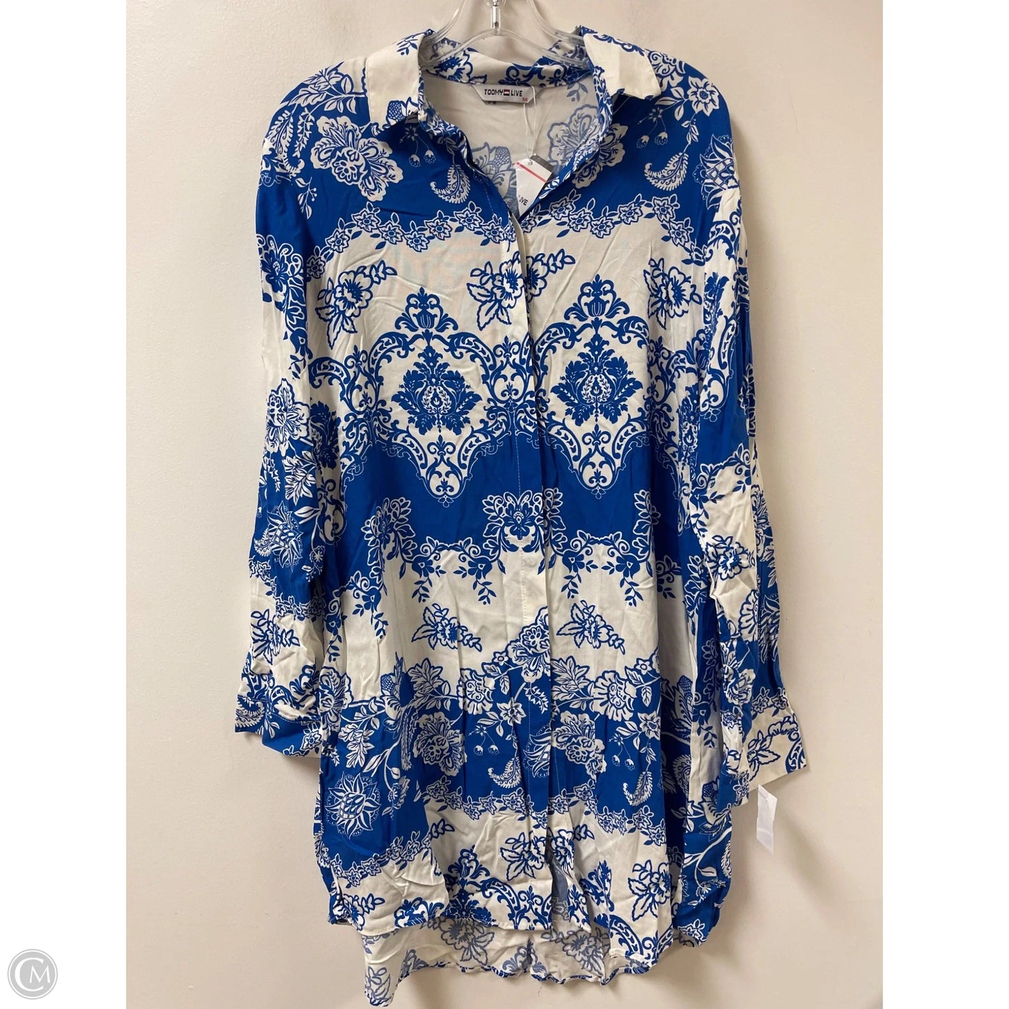 Dress Casual Midi By Clothes Mentor In Blue & White, Size: Xl