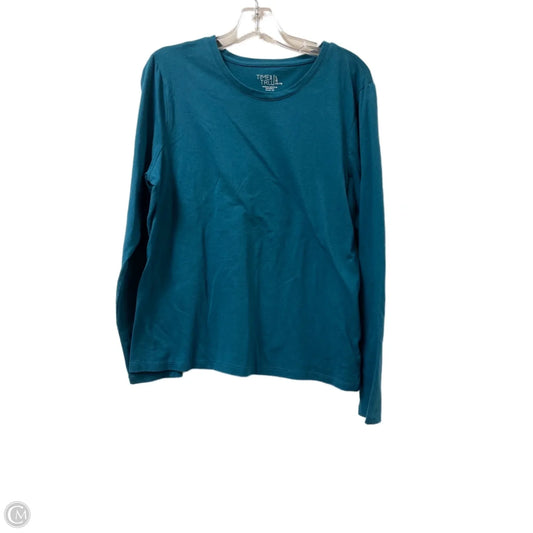 Top Long Sleeve Basic By Time And Tru In Teal, Size: L
