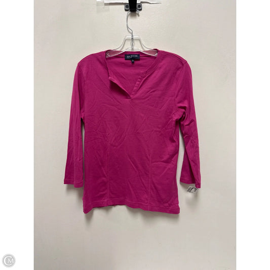 Top Long Sleeve By Jones New York In Pink, Size: L